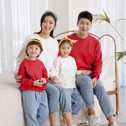 親子裝|背包|情侶裝|童裝|I-search愛奢侈親子裝,質感素面長袖上衣親子裝(紅色)
