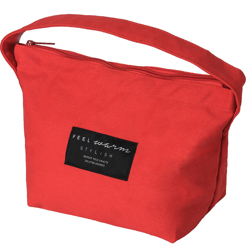 潮時尚紅白帆布可拆卸二用便當袋手提包